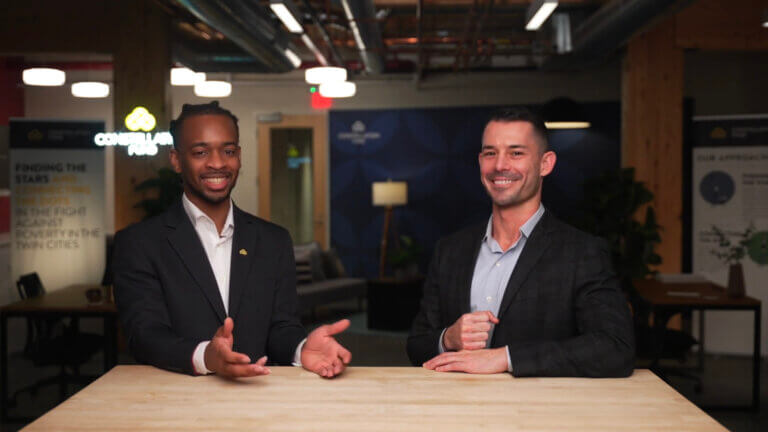 Ruthvin and Matt speaking for a video